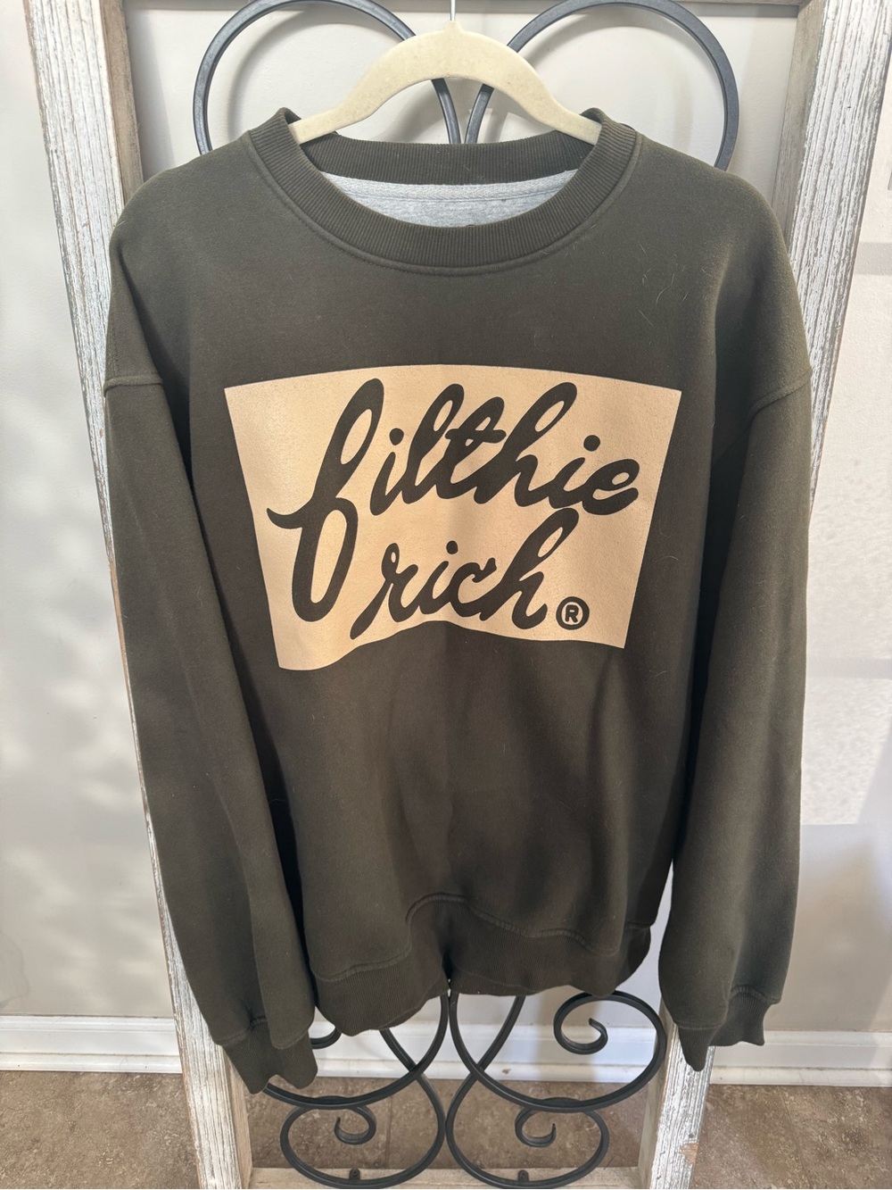 Filthie‎ Rich Logo Crewneck Sweatshirt XL Olive Green Streetwear Pullover